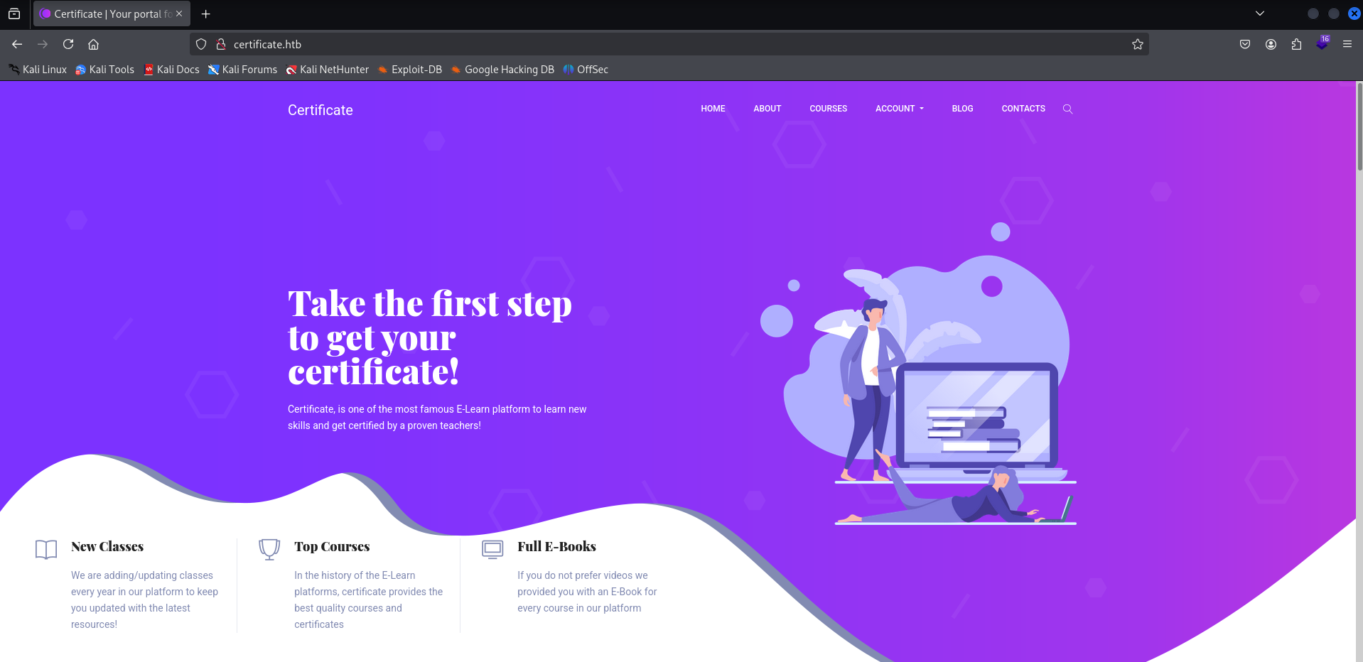 Learning platform login page